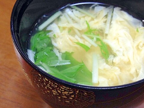 水菜と卵のお吸い物